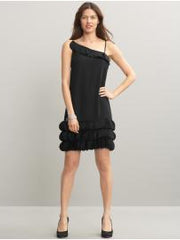 Black ruffle-trim dress